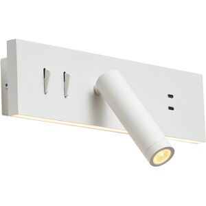 QAZQA Modern White Adjustable Wall Lamp with USB-C incl. LED - Modric QAZQA Modern White Adjustable Wall Lamp with USB-C incl. LED - Modric