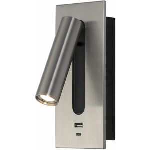 DEWDAT Zhongshan Modern Simple Indoor Wall Sconce Hotel Bedside Reading Lamp USB Bedroom Bedside Flush Mount Wall Sconce-Sand Nickel Sliver TYPE-C Charging DEWDAT Zhongshan Modern Simple Indoor Wall Sconce Hotel Bedside Reading Lamp USB Bedroom Bedside Flush Mount Wall Sconce-Sand Nickel Sliver TYPE-C Charging