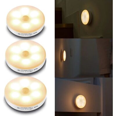 SNQ 3-Piece Motion Sensor Light Set, Closet/Cabinet Light, LED Night Light, Wireless LED Lamp, Rechargeable Night Lights for Display Cases, Kitchen, SNQ 3-Piece Motion Sensor Light Set, Closet/Cabinet Light, LED Night Light, Wireless LED Lamp, Rechargeable Night Lights for Display Cases, Kitchen,