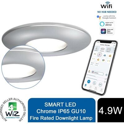 4LITE WiZ CHROME Downlight (IP65)withTuneable GU10 Lamp WiFi & BT 4LITE WiZ CHROME Downlight (IP65)withTuneable GU10 Lamp WiFi & BT