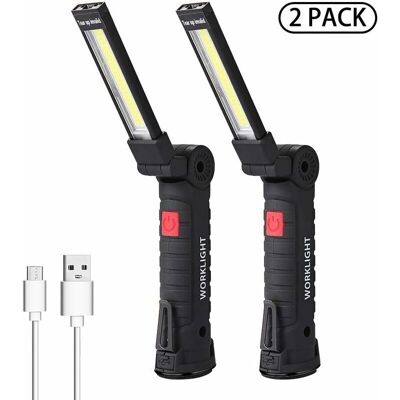 Ccykxa - 2 Pieces Work Light, Handheld Torch, Rechargeable led Workshop Lamp, Magnetic Base Flashlight 5 Modes for Garage Lamp Ccykxa - 2 Pieces Work Light, Handheld Torch, Rechargeable led Workshop Lamp, Magnetic Base Flashlight 5 Modes for Garage Lamp