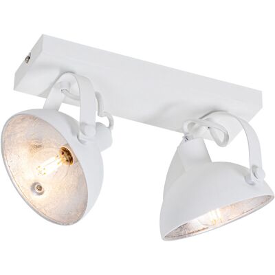Qazqa Industrial Ceiling Light White Silver 2 Lights - Adjustable, Suitable for LED Qazqa Industrial Ceiling Light White Silver 2 Lights - Adjustable, Suitable for LED