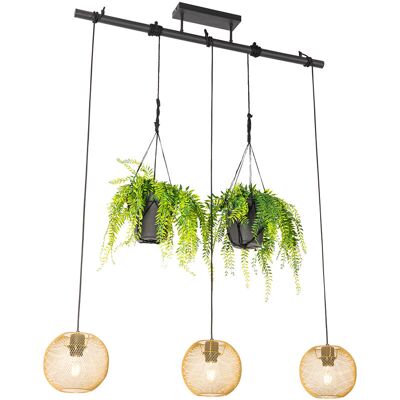 QAZQA Industrial Pendant Lamp - 3 Lights - Steel - Gold QAZQA Industrial Pendant Lamp - 3 Lights - Steel - Gold