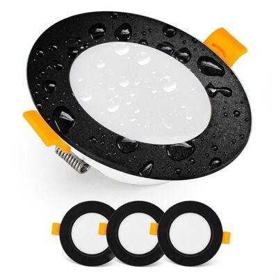 BEIJIYI LED recessed spotlight IP54 LED ceiling spotlights for bathrooms, wet rooms, warm white 3000K Set of 3 extra-flat round LED spotlights 7 Watt (7W) / BEIJIYI LED recessed spotlight IP54 LED ceiling spotlights for bathrooms, wet rooms, warm white 3000K Set of 3 extra-flat round LED spotlights 7 Watt (7W) /