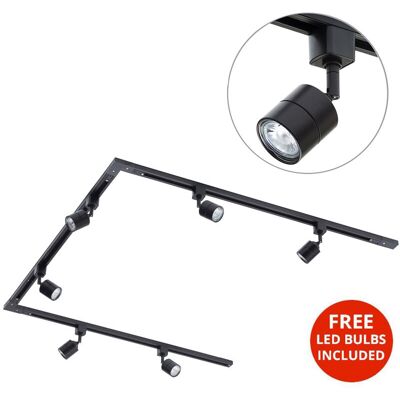 Litecraft - 3M u Shape Track Light With 6 Soho Fixture & led Bulbs - Black Litecraft - 3M u Shape Track Light With 6 Soho Fixture & led Bulbs - Black