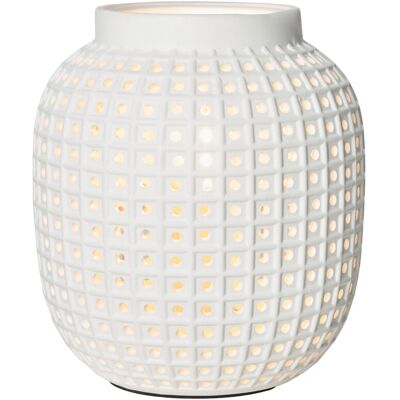 Litecraft - Kerry Table Lamp Pierced Vessel Styled Ceramic E14 Base - White Litecraft - Kerry Table Lamp Pierced Vessel Styled Ceramic E14 Base - White