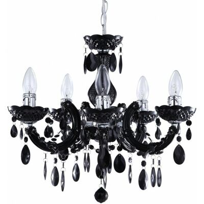 Litecraft - Marie Therese - Black - 5 Arm - Chandelier Litecraft - Marie Therese - Black - 5 Arm - Chandelier
