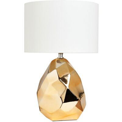 Litecraft Table Lamp Nugget Shaped E14 Base with Natural Drum Shade - Gold Litecraft Table Lamp Nugget Shaped E14 Base with Natural Drum Shade - Gold