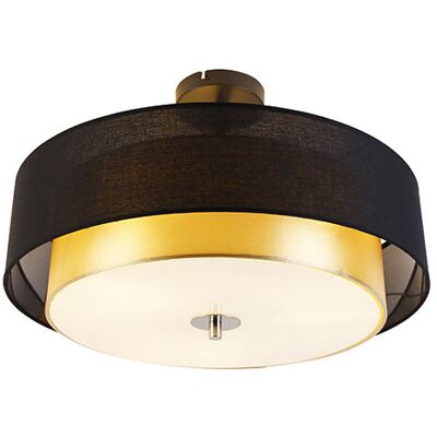 Qazqa Moderno Ceiling Lamp Black Gold - 50cm, 3 Lights - Ceiling Light Qazqa Moderno Ceiling Lamp Black Gold - 50cm, 3 Lights - Ceiling Light