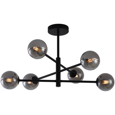 QAZQA - Ryan - Black - Smoked Glass - Ceiling Lamp QAZQA - Ryan - Black - Smoked Glass - Ceiling Lamp