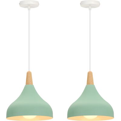 AXHUP Wooden Pendant Lamp - Adjustable 2x E27 Ceiling Lights AXHUP Wooden Pendant Lamp - Adjustable 2x E27 Ceiling Lights