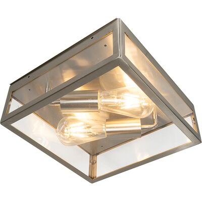 Qazqa Modern Square Steel Outdoor Ceiling Light - 2 LED Bulbs Max 60W Qazqa Modern Square Steel Outdoor Ceiling Light - 2 LED Bulbs Max 60W
