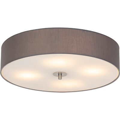 QAZQA Moderno Gray 50cm Round Ceiling Light - E27 - IP20 QAZQA Moderno Gray 50cm Round Ceiling Light - E27 - IP20