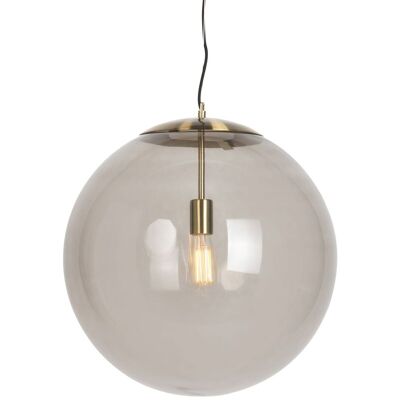 Qazqa Modern Hanging Lamp Brass With Smoke Glass 50 Cm - Ball Qazqa Modern Hanging Lamp Brass With Smoke Glass 50 Cm - Ball