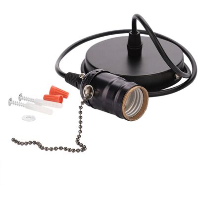SIOKS Light Holder, Vintage E27 Pendant Lamp Holder With Lamp Base For Ceiling Mounted Pull Chain (pearl Black) SIOKS Light Holder, Vintage E27 Pendant Lamp Holder With Lamp Base For Ceiling Mounted Pull Chain (pearl Black)