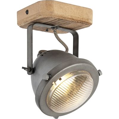 QAZQA Emado Industrial Spotlight - Steel & Wood - Adjustable - 25W QAZQA Emado Industrial Spotlight - Steel & Wood - Adjustable - 25W