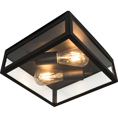 Qazqa Modern Industrial Black Ceiling Light - 2 Lights - Suitable for LED Qazqa Modern Industrial Black Ceiling Light - 2 Lights - Suitable for LED