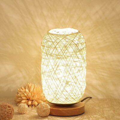 Linghhang Bedside Lamp - Beige - 14x12x23 cm - Wood base - Lamp Linghhang Bedside Lamp - Beige - 14x12x23 cm - Wood base - Lamp