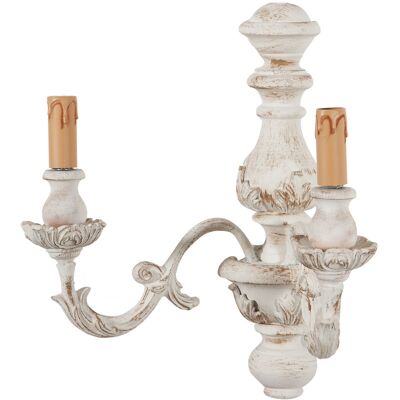BISCOTTINI Shabby wall lamp in wood and iron finish white antiqued Made In Italy BISCOTTINI Shabby wall lamp in wood and iron finish white antiqued Made In Italy
