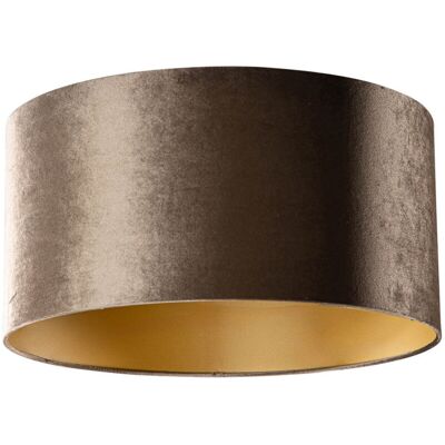 Qazqa Classic Velvet Brown Lampshade - Round Antique Interior Qazqa Classic Velvet Brown Lampshade - Round Antique Interior