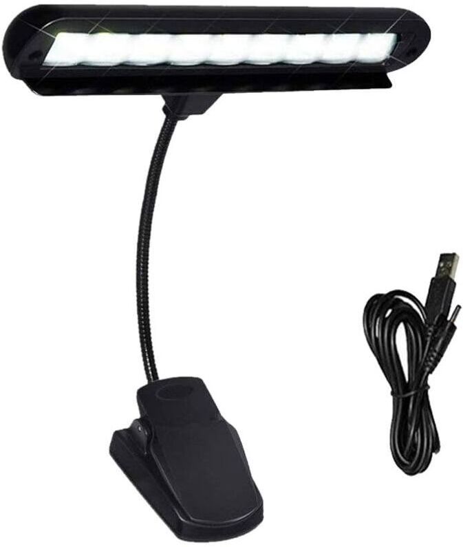 Memkey - Light Stand, 1 Piece, Fully Adjustable Clip Lamp, 9 LEDs, Office, Dorm, Piano, Orchestra with Power Cord (No Batteries), Craft Table Lamps