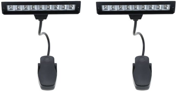 Tlily - 2X 9 LEDs led Reading Lamp Reading Light Desk Clip Lamp for Piano Music Score Stand Black