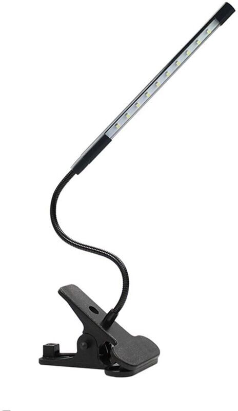 LINGHHANG Adjustable LED Reading Light, Small Table Lamp, USB Bedside Clip-on Lamp, Suitable for Desk, Headboard, Workbench, Music Stand (Black)