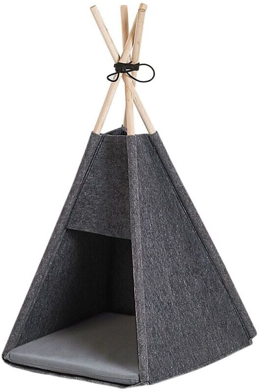 Beliani - Felt Pet Teepee Tent Cat Dog Bed with Pillow 35x40 cm Dark Grey Ulubey