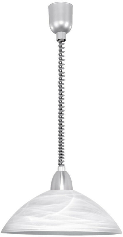 Eglo - Lord 2 - 1 Light Dome Ceiling Pendant Silver, Satin Nickel Modern Alabaster Glass Shade Matt Finish, E27