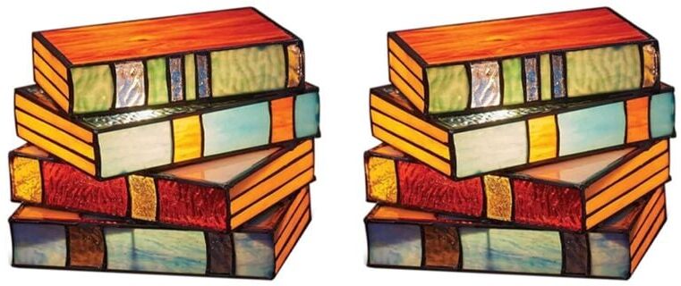 Tlily - Glass Stacked Books Lamp,Stacked Lamp,Handcrafted Lamp,Reading Nook Lighting Vintage Table Lamp