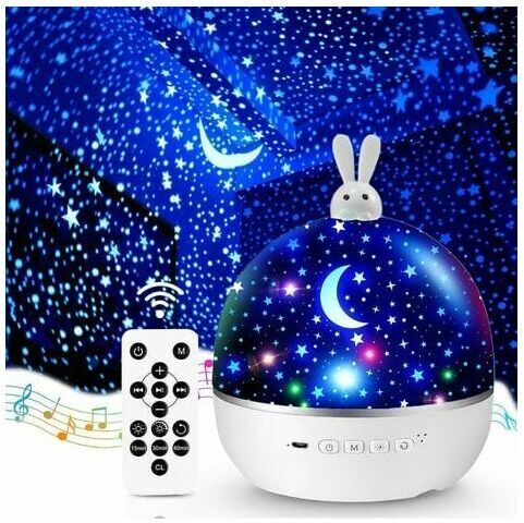 DEWDAT One Fire Baby Night Light Starry Sky Projector Bluetooth Music and Light Night Light 8 Movies Kids Night Light 360 Rotate Remote Control Night Light
