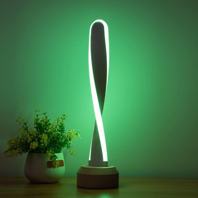 TONCHEAN Rgb Color Changing Bedside Lamp, Modern Creative led Dimmable Bedside Table Lamp, usb Colorful Metal Bedroom Desk Lamp, Dimmable Lamp Wooden Base