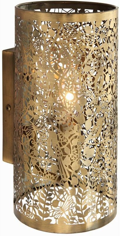 Endon - Secret Garden - Floral Leaves Design Garden Wall Light Antique Brass, E14