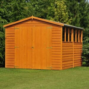 SHIRE 12 x 8 Overlap Shed with Double Doors - Honey Brown