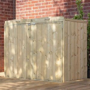 Premium Wooden Pressure Treated Garden Bin Store - Double Bin Store - Waltons