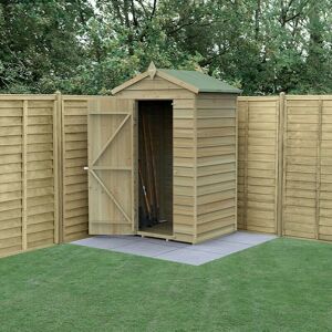 Forest Garden - 4' x 3' Forest 4Life 25yr Guarantee Overlap Pressure Treated Windowless Apex Wooden Shed (1.34m x 1m) - Natural Timber