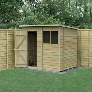 FOREST GARDEN 7' x 5' Forest 4Life 25yr Guarantee Overlap Pressure Treated Pent Wooden Shed (2.26m x 1.7m) - Natural Timber