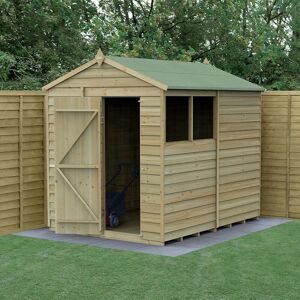 Forest Garden - 8' x 6' Forest 4Life 25yr Guarantee Overlap Pressure Treated Apex Wooden Shed (2.42m x 1.99m) - Natural Timber