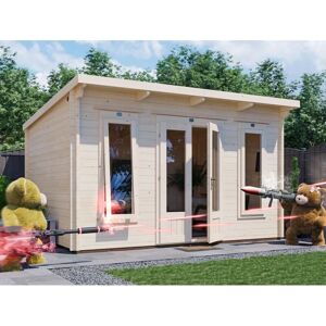 Dunster House Ltd. - Log Cabin Terminator 4m x 3m - Summer House Garden Office Home Studio Man Cave 45mm Walls Double Glazed and Roof Felt