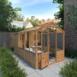 6ft Garden Wooden Greenhouse Traditional Shiplap Apex - 8 x 6 Greenhouse with Combi Shed - Waltons