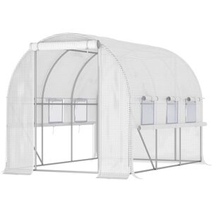 Outsunny - 3 x 2 x 2m Walk In Tunnel Greenhouse, Polytunnel Tent White - White