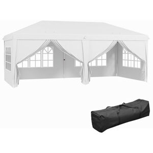 3 x 6 m Pop Up Gazebo with Sides and Windows White - White - Outsunny