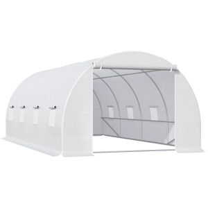 Outsunny - 6 x 3 x 2 m Polytunnel Greenhouse w/ Zippered Door and 8 Windows - White