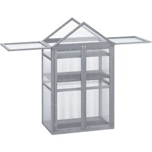 Outsunny 80x47x138cm Wood Cold Frame Greenhouse for Plants PC Board Grey - Grey