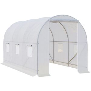 Outsunny - Greenhouse Solid Frame Walk-in Garden Grow Large Insect Poly Tunnel 3.5m - White