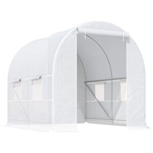 Outsunny - Greenhouse Solid Frame Walk-in Garden Grow Large Insect Poly Tunnel 2.5m - White