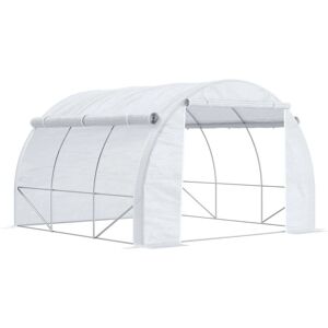 Outsunny Polytunnel Greenhouse Pollytunnel Tent w/ Steel Frame White 3m x 3m x 2 m - White