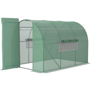 Outsunny - Reinforced Walk-in Polytunnel Garden Greenhouse Steel Frame 3 x 2M - Green