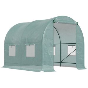 Outsunny - Polytunnel Greenhouse Outdoor Grow House Roll Up Door Windows 2.5x2x2m - Green