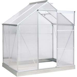 Outsunny Walk-In Greenhouse Polycarb. Panels Aluminium Frame Sliding Door 6 x 4 FT - Silver